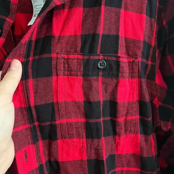 Red and Black Plaid Button Down Shirt for Men Matching Family Outfit - Picture 4 of 6
